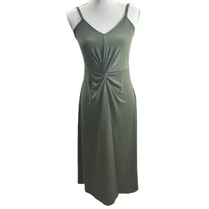 Michael Kors Sleeveless Midi Dress Sz S Green Stretch Twist Resort Summer Dinner